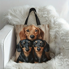 NEW Dachshund Puppy Dogs Tote Decorative Travel Bag 16x14 in. double handles