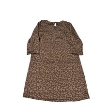Forever 21 Essentials Brown Leopard Animal Print 3/4 Sleeve Shift Dress Small