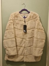 Womens Beyou Panel Faux Fur Coat