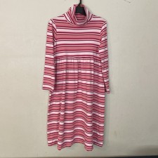 Lands End Girls Dress 12 - Pink Striped Turtleneck