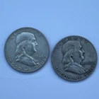 Ben Franklin Half Dollar 2- 1952D 1962D 90% Silver 2 Coin Lot