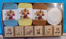 Vtg BEN RICKERT LUXURY PERFUMED SOAPS 4 CAKES/6 CUBES & BOX Floral Scented NOS