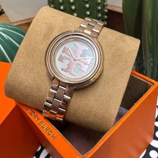 Tory Burch Rose Gold Miller Cream Logo Dial Women's Watch TBW6210