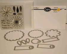 Sizzix Framelits Dies Stamp Set FLOWER TAGS- 10 pieces each