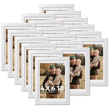White 4x6 Picture Frame Set of 18, Photo Collage for Wall/Tabletop Display
