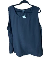 Citron Santa Monica Women’s 3X 100% Silk  FUKURE Tank Flowy Lightweight Black