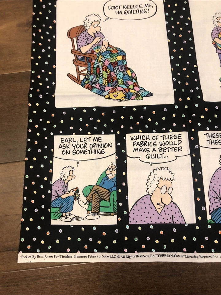 Panel de tela de humor de edredón Pickles punto negro de Timeless Treasures 23x46 nuevo Foto 2 de 4