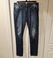 ISAIA Napoli Dark Wash Straight Denim Jeans Mens 36x34 EU 50 Button-Fly Italy 