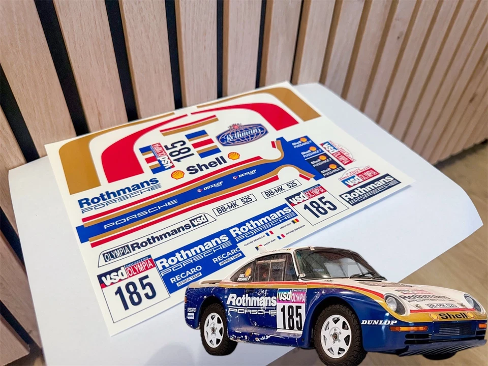 Décalcomanies 1/18 pour Porsche 959 n°185 – Paris–Dakar Rally 1985 🏁 - Photo 1/1