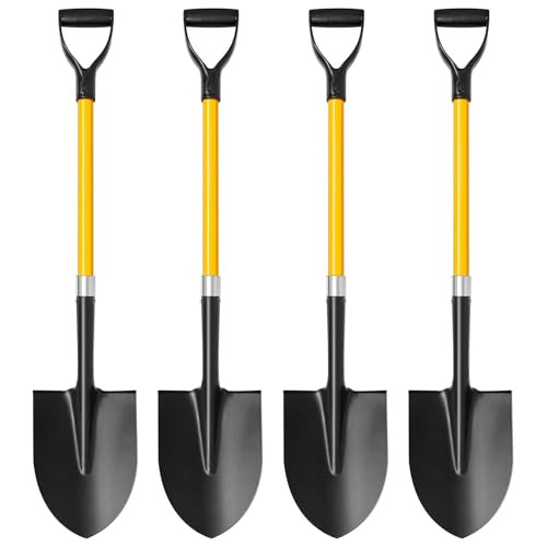 4 Pack Heavy Duty Digging Shovel Long Metal Shovel with Comfortable D Handel, - Picture 2 of 8