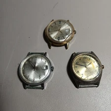 Vtg 17j Elgin Sportsman Manual Date Wrist Watch, Runs, Caravelle Timex For Parts