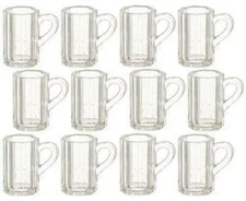 Dolls House Miniature Pub Bar Accessory Set 12 Beer Mugs Pint Glasses