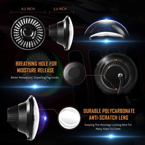 Par de faros LED redondos de 7" RGB Halo ojos demoníacos para Jeep Wrangler JK LJ TJ CJ - Imagen 6 de 11
