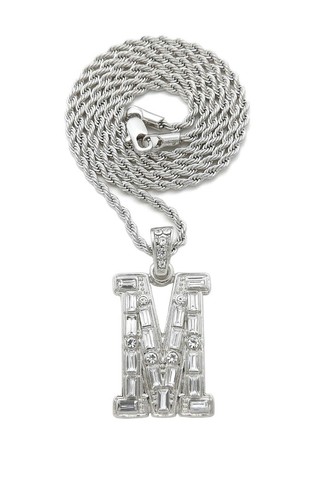 Neu Anfangsbuchstabe Anhänger & 18", 20" & 24" Seil Kette rhodiniert Halskette - Bild 38 von 67