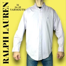 Ralph Lauren Men’s Shirt 16 34 35 Yarmouth Light Purple Blue Button Dress Long