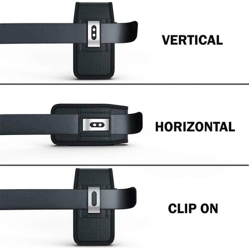 For iPhone 8 Plus 7 / X XR MAX Heavy Duty Buckle Nylon Pouch Belt Clip - Black - Picture 3 of 10