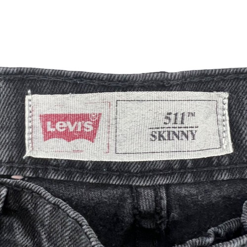 Boys Levis 511 Skinny Jeans Black Stretch Denim Size 12 Regular 26x26 - Picture 6 of 14