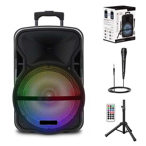 Portable Bluetooth Speaker with Stand Mic Party Lights Subwoofer PA Sound System - Picture 32 of 51