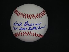 DICK GREEN SIGNED OMLB BASEBALL WITH 