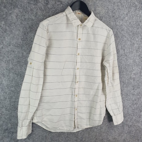Levi's Shirt Mens Large White Striped Slim Fit Long Seeve Button Up Linen 10703 - Picture 12 of 14