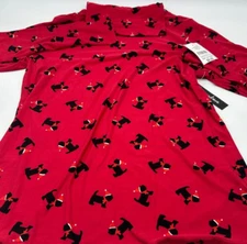 Alison Andrews Red Christmas Scotty Dog Turtleneck Blouse Scottish Terrier