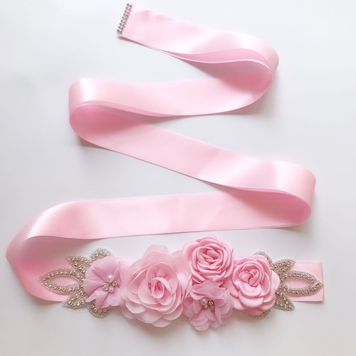 Vintage Crystal 3D Flower Pregnant Maternity Belt Floral Baby Shower Belly Sash - Picture 27 of 62