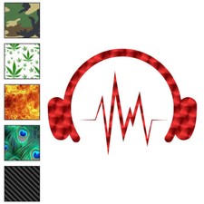 Headphones Music, Vinyl Decal Sticker, 40 Patterns & 3 Sizes, #6858