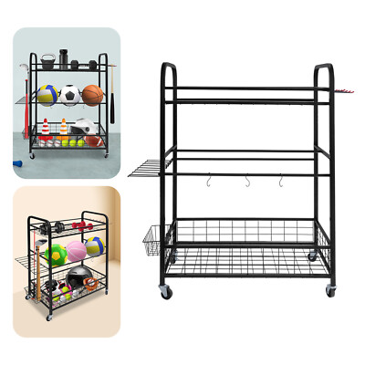 Rolling Ball Storage Rack, Sports Equipment Organizer, Basketball Storage Rack