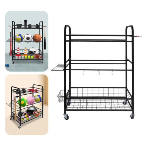 Rolling Ball Storage Rack, Sports Equipment Organizer, Basketball Storage Rack