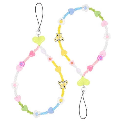 2 Pcs Handy Kette Fräulein Cartoon-Telefon-Charme Handy-Kettenperlen