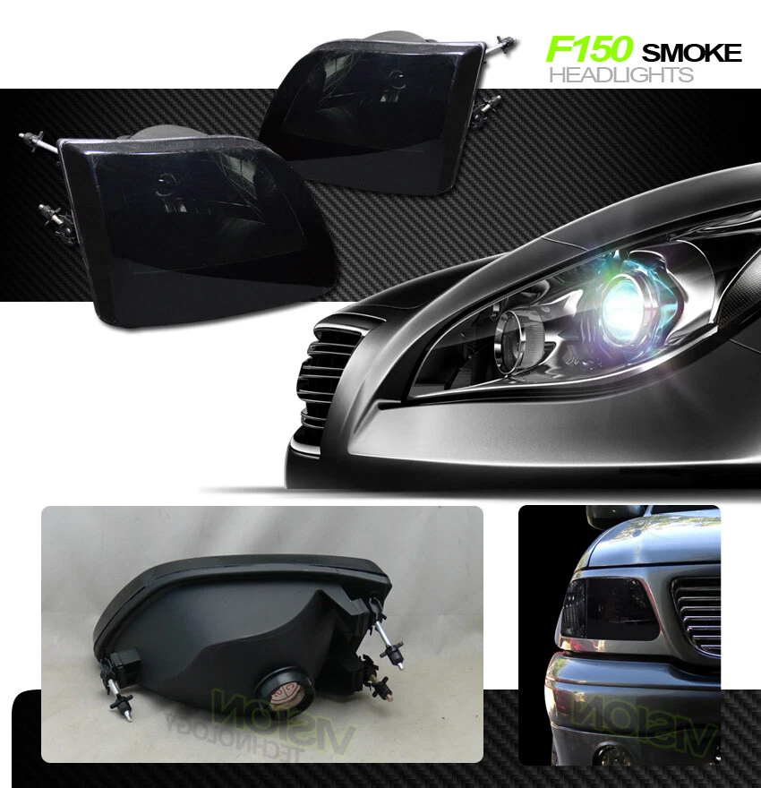 Faróis K2 para 97-02 03 F150/F250/Expedition Euro tonalidade fumaça - Imagem 2 de 2