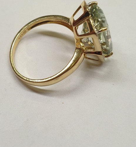 Vintage 14K Yellow Gold & Aquamarine W Small Diamonds Ring 6.2Gr Perfect Gift - Picture 2 of 4