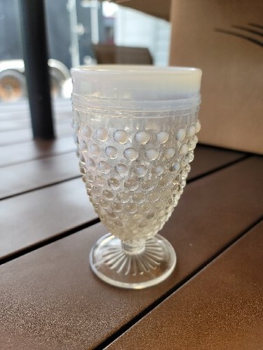 1940’s Fenton Hobnail Opalescent Milk Glass Goblet Moonglow Water Glass  - Picture 1 of 4