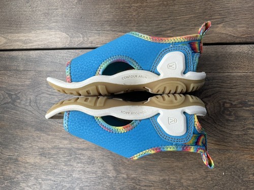 Keen Kids Size 8 US Knotch River Open-Toe Strap Sandals Rainbow Tie Dye/ Blue - Picture 5 of 21