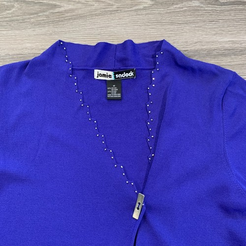 Jamie Sadock Strickjacke Damen mittelblau lila einzelner Knopf Strass Golf - Bild 5 von 11