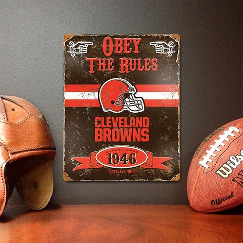 Party Animal NFL Embossed Metal Vintage Pub Signs Cleveland Browns - Picture 2 of 2