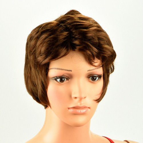 Mujeres Dama Pelucas de Pelo Sintético Corto Ondulado Rizado Disfraz Dorado Marrón Peluca EE. UU. - Imagen 6 de 6