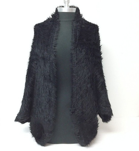 NEW Black Knit & fur wrap with Arm holes Outerwear Shawl Stole Shrug Scarf Warm - 第 2/8 張圖片