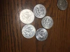 five coins great shape   40 % silver kennedy halves 65-69 CHEAP SILVER