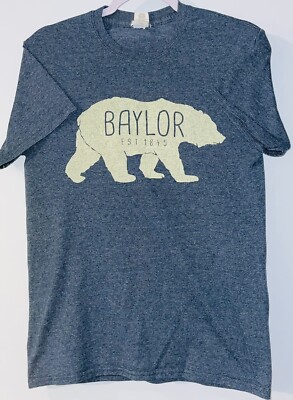 BAYLOR UNIVERSITY BEARS (WACO TX) HEATHER GRAY SHORT SLEEVE T-SHIRT SMALL [G4P]