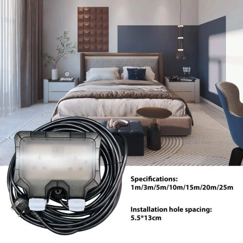 Outdoor Outside Socket Box External Double UK Plug With Cable 1m-25m Black Cable - Picture 12 of 12