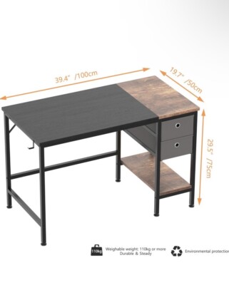 THE HOME DECO FACTORY HD3722 Bureau en et Metal + metal Bois 100x50