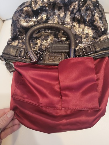 Coach Madison Sophia Ocelot Sequin Satchel Crossbody Mini 18638 LTE *damaged - Picture 12 of 13