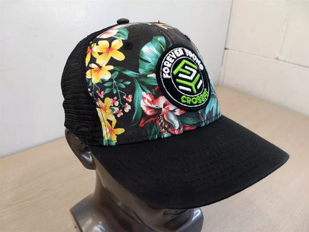 FOREVER YOUNG CROSSFIT SNAPBACK TRUCKER MESH HAT CAP BLACK FLOWER