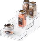 Idesign Recycled Plastic 3-Tier Stadium Spice Rack Organizer for Kitchen, Fridge