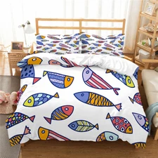 Fish Color Single Double Queen King Super King Bed Duvet Quilt Doona Cover Set