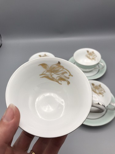 Jyoto China Teacup & Saucers Gold Floral SAN - 0 #775 Made in Japan Lot of 4 - Picture 8 of 8