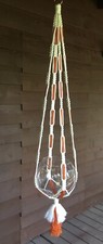 Vintage Design Orange  Ivory Macrame Plant Hanger