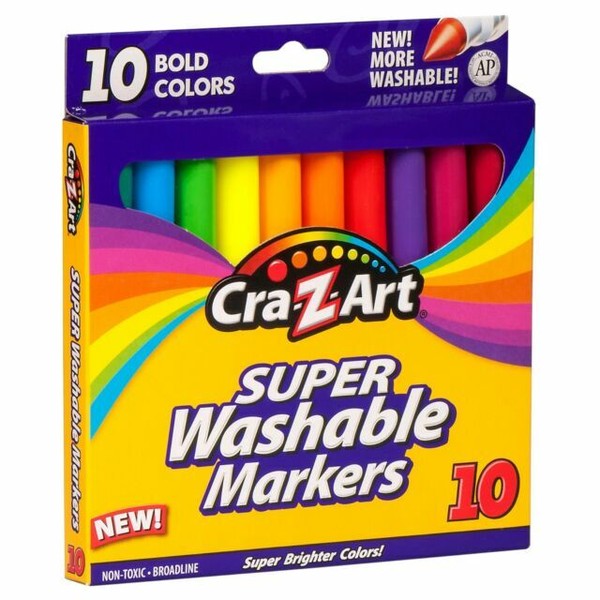 CRA-Z-ART Super Washable Markers 10 Ct Set Bold Colors for sale online