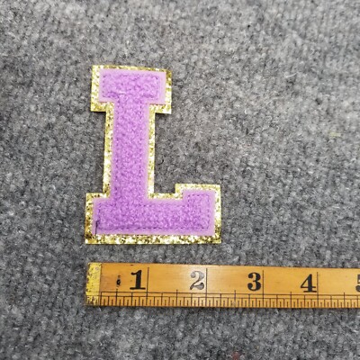 Letter L Path Letter L Patch Purple Gold Chenille Sequins | eBay